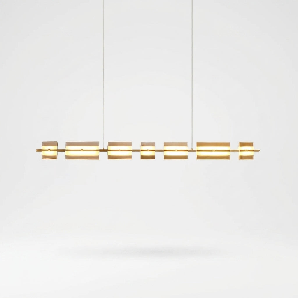 Suspension Rectangulaire en Métal et Verre Moderne