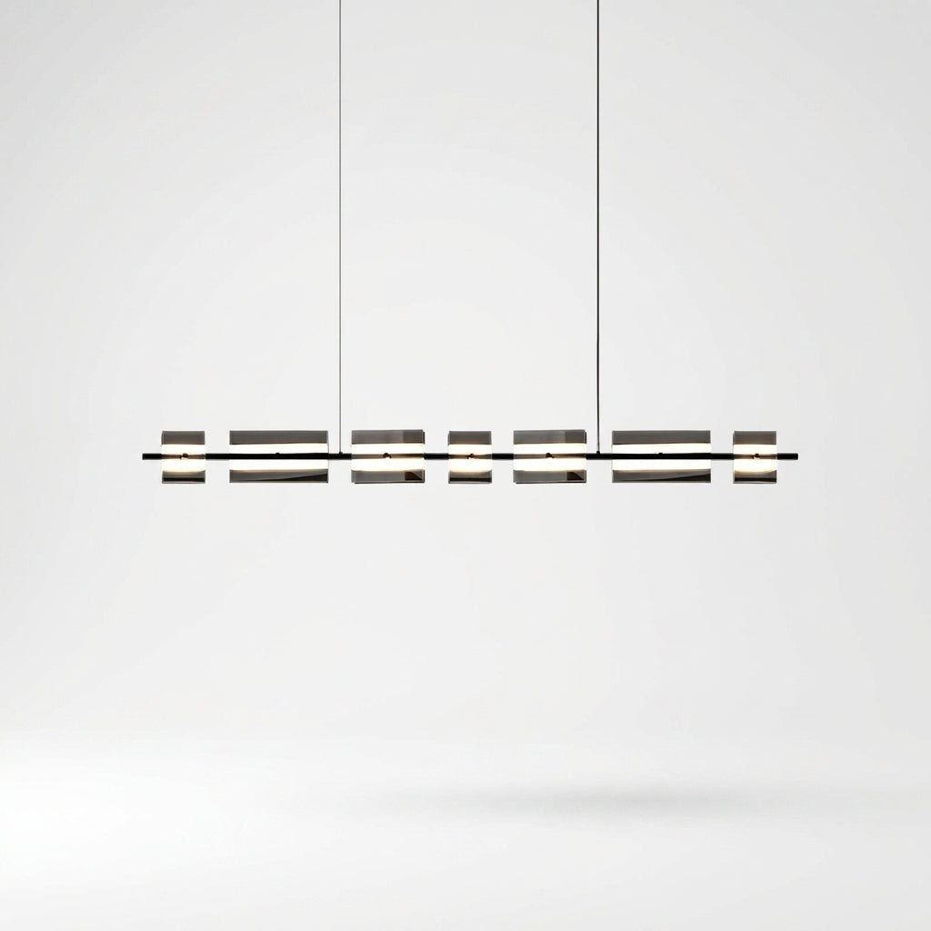 Suspension Rectangulaire en Métal et Verre Moderne