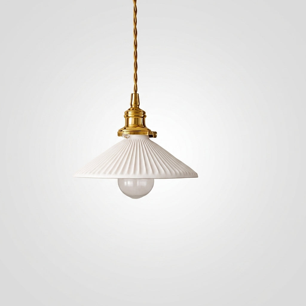 Suspension Rétro Abat-jour Céramique Blanche E27 Câble Réglable - A Image