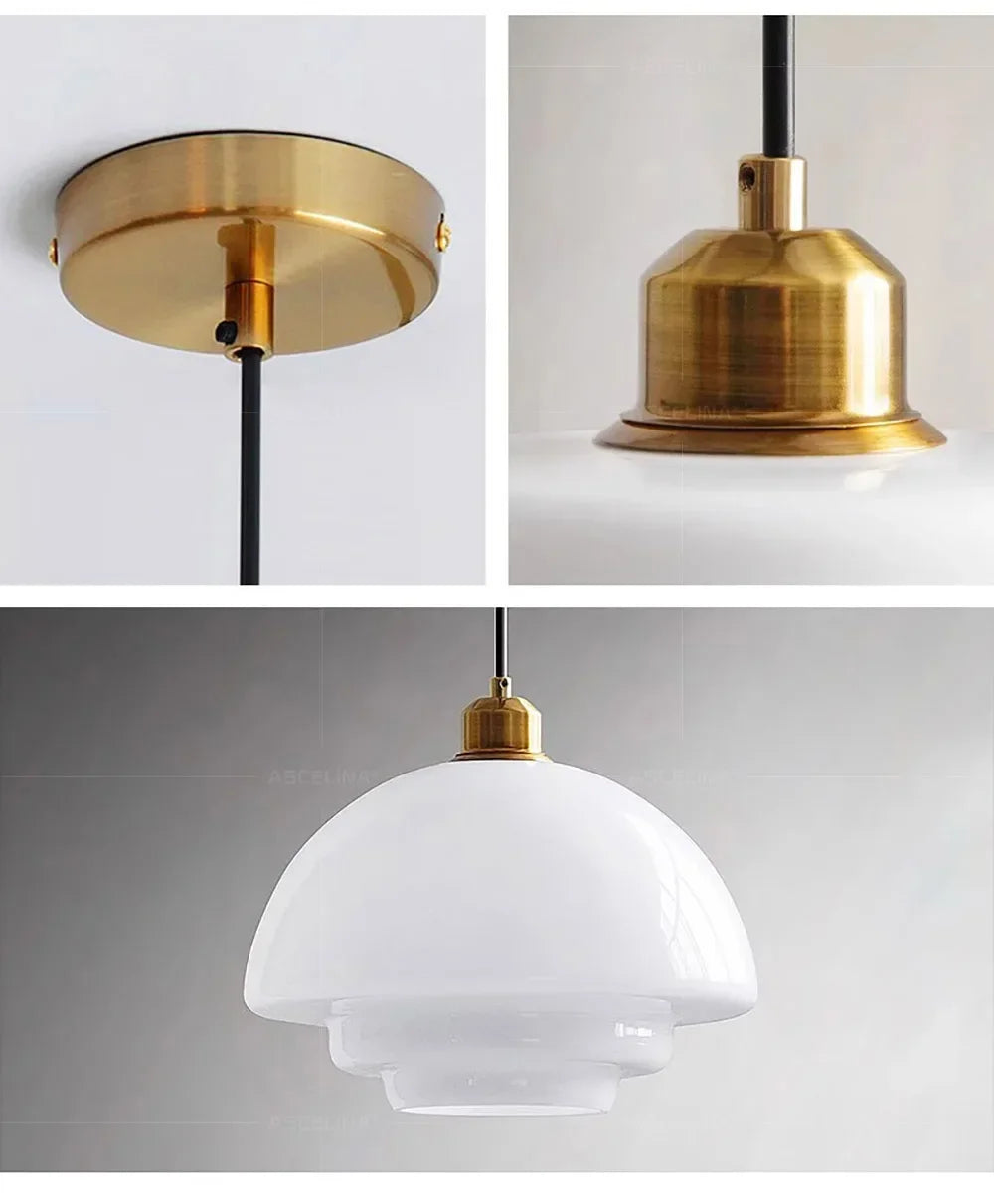 Suspension Soucoupe en Verre Crème Design Nordique