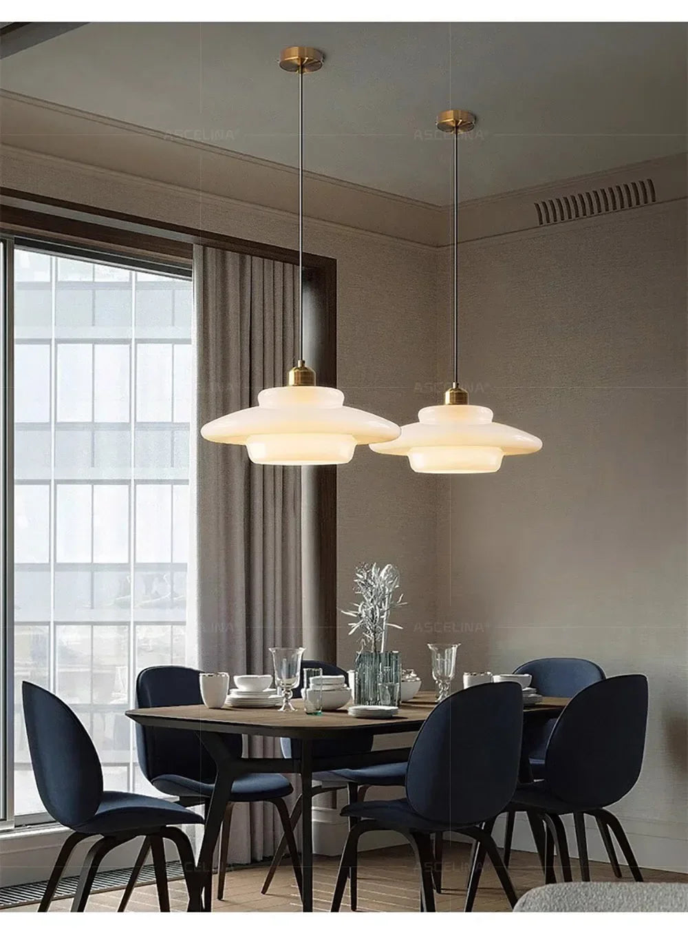 Suspension Soucoupe en Verre Crème Design Nordique