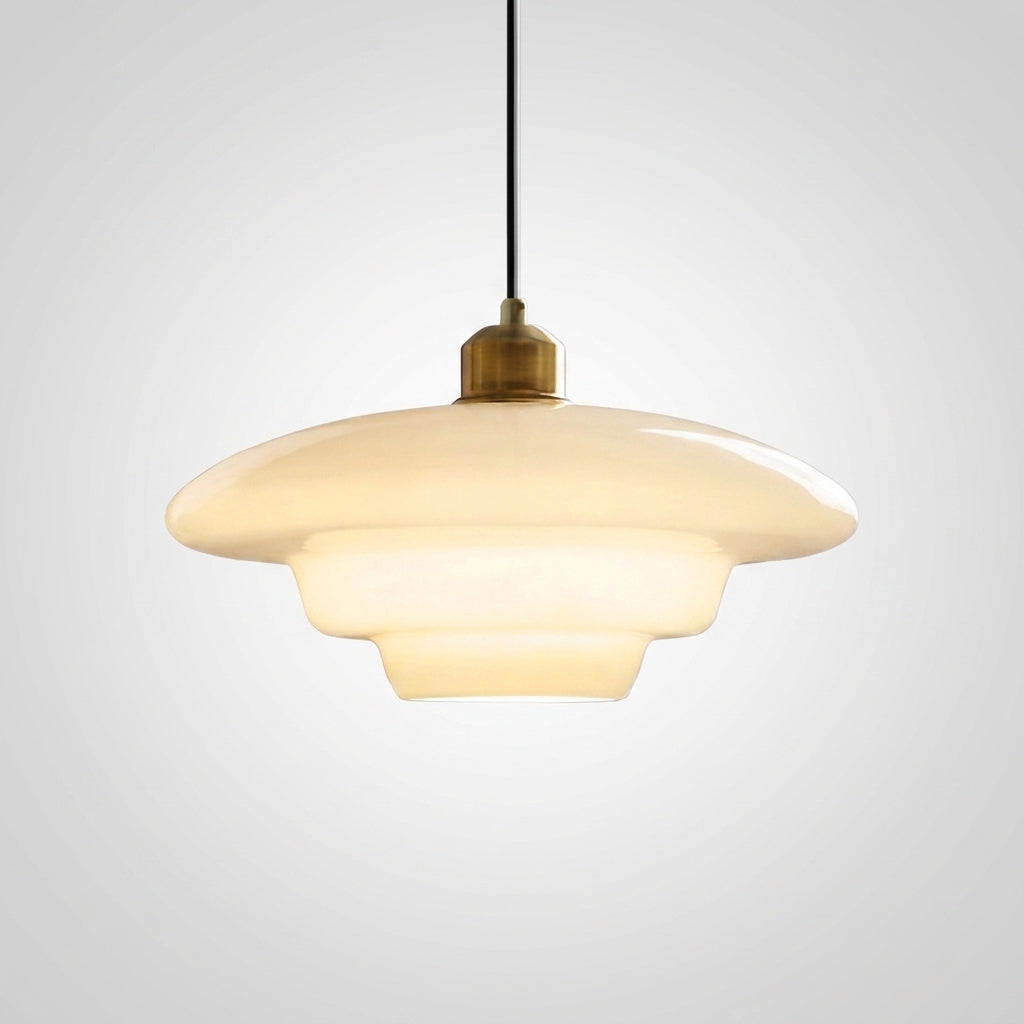 Suspension Soucoupe en Verre Crème Design Nordique