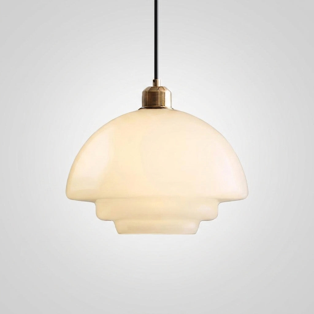 Suspension Soucoupe en Verre Crème Design Nordique