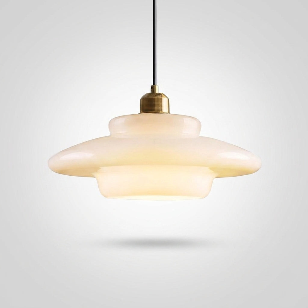 Suspension Soucoupe en Verre Crème Design Nordique