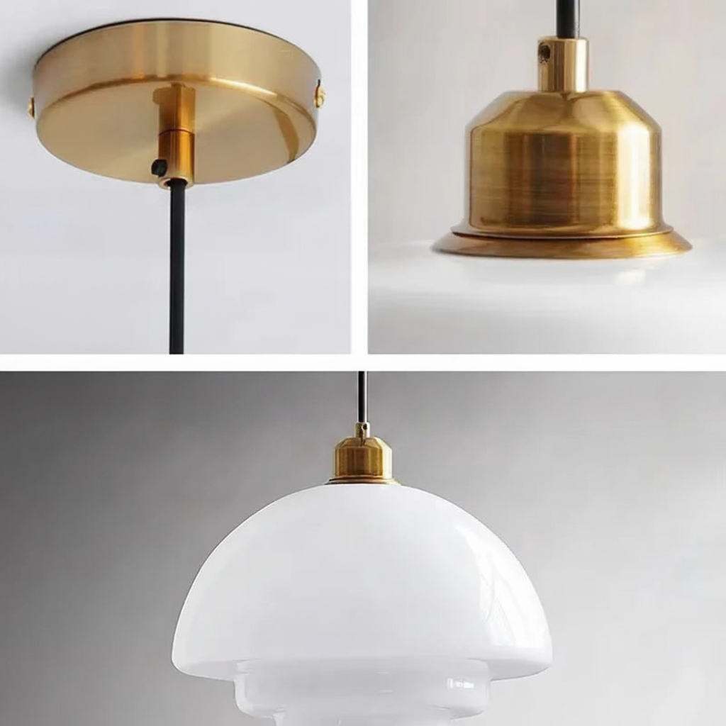 Suspension Soucoupe en Verre Crème Design Nordique