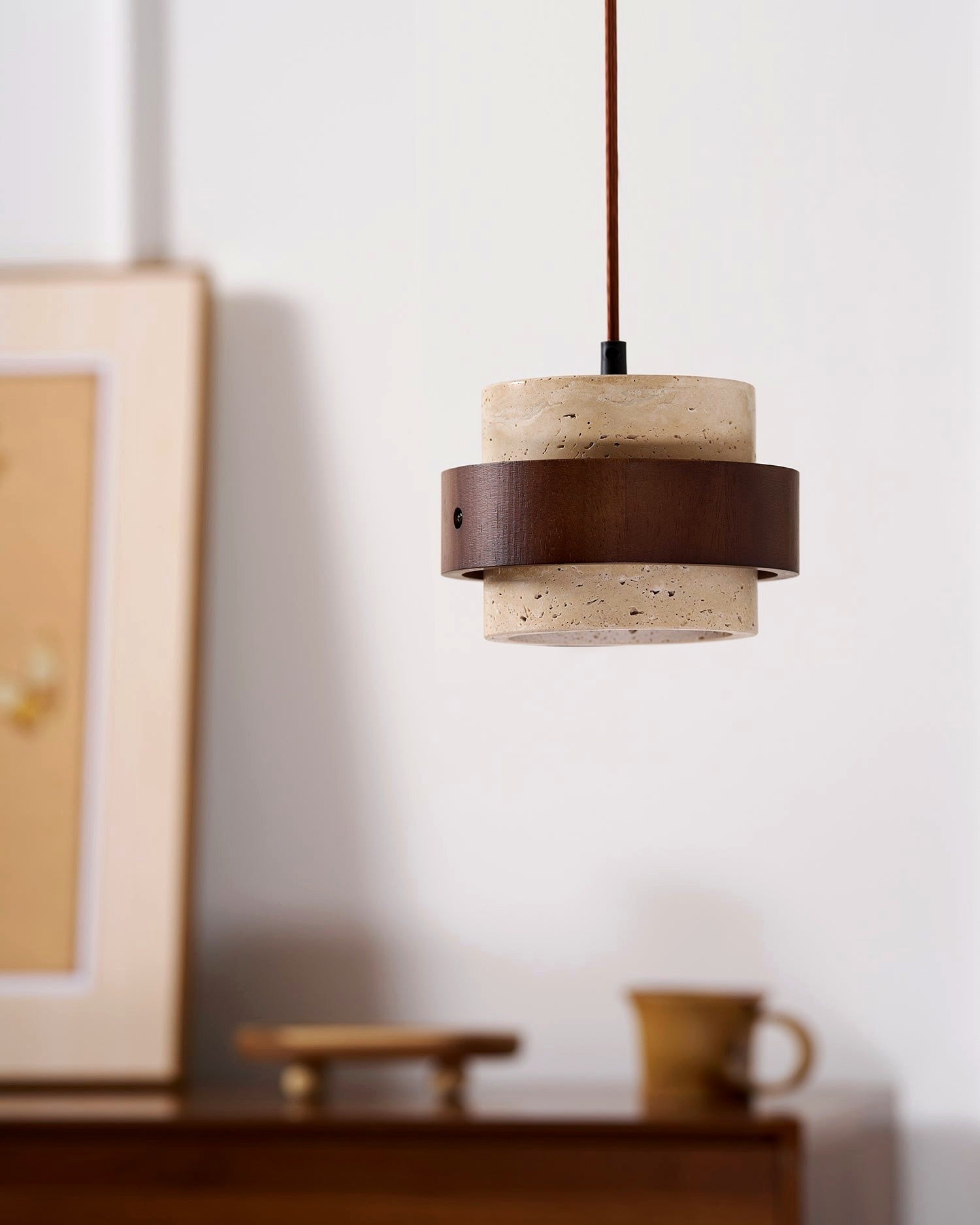 Suspension travertin ambiance minimaliste contemporain