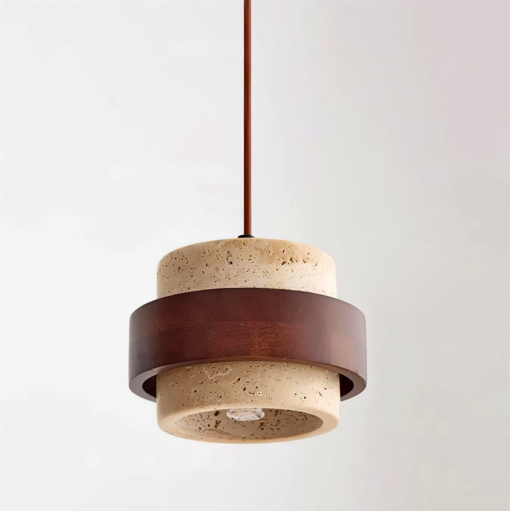 Détail câble réglable suspension travertin métal noir