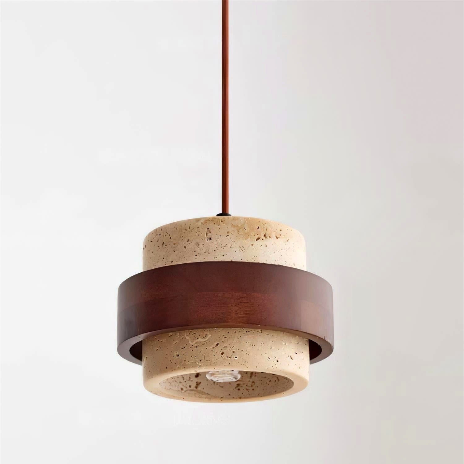 Détail câble réglable suspension travertin métal noir
