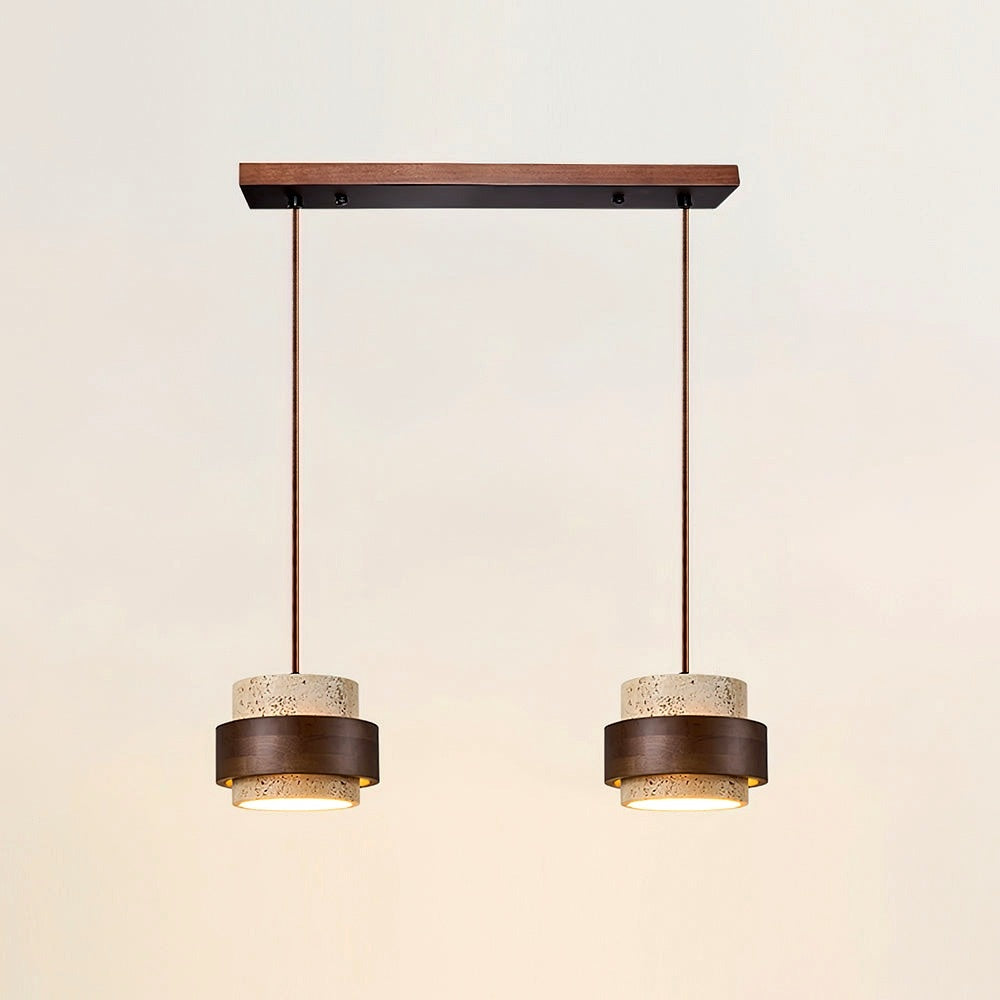 Suspension travertin petit format diamètre 17 cm chevet