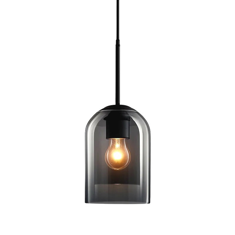 Suspension Tube Arrondi en Double Verre Fumé Design Image