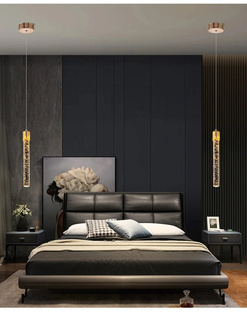 Suspension Tube en Cristal Dimmable
