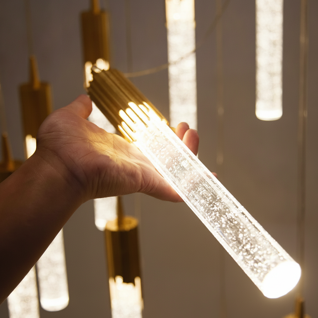 Suspension Tube en Cristal Dimmable