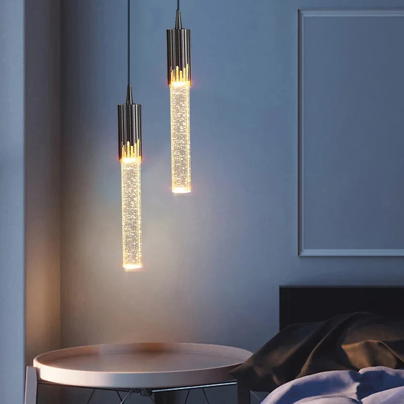 Suspension Tube en Cristal Dimmable