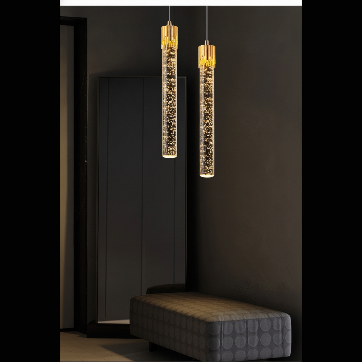 Suspension Tube en Cristal Dimmable