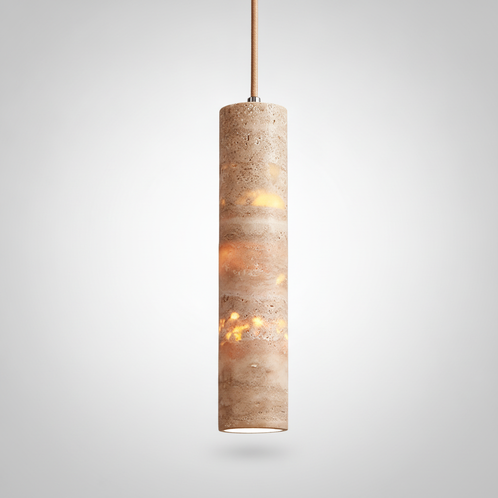 Suspension Tube en Travertin Crème