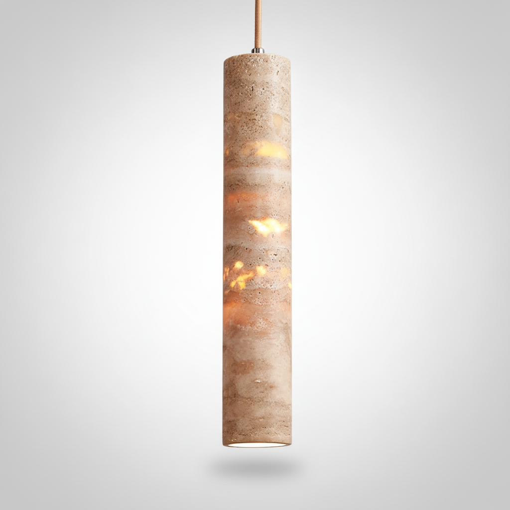 Suspension Tube en Travertin Crème