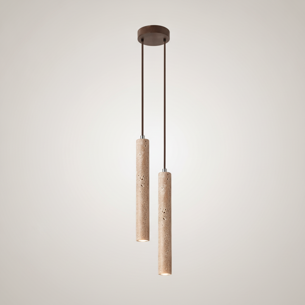 Suspension Tube en Travertin Design Japonais