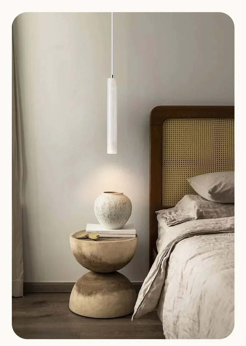Suspension Tube en Travertin Design Japonais