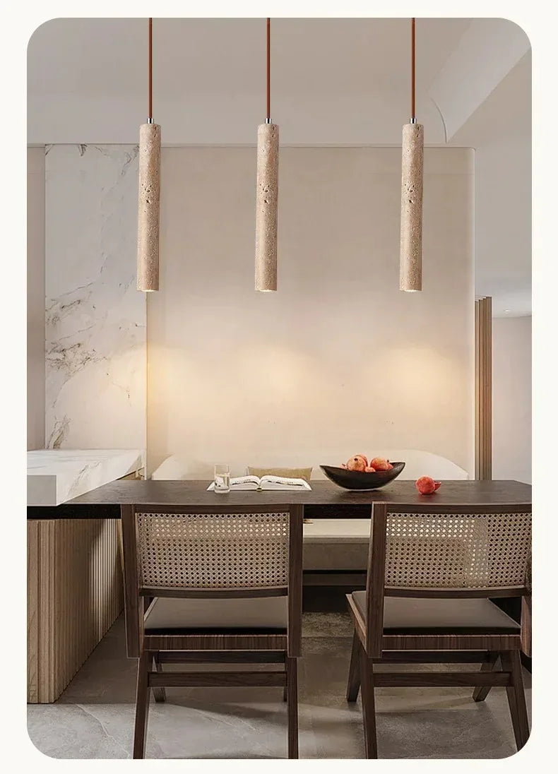 Suspension Tube en Travertin Design Japonais