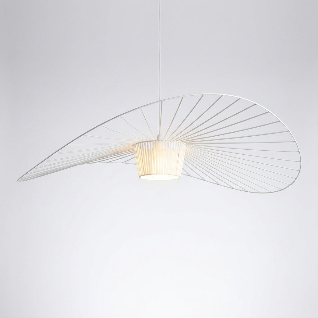 Suspension Ailée Métal et Tissu Noir Design Moderne Salon - 200CM Blanc