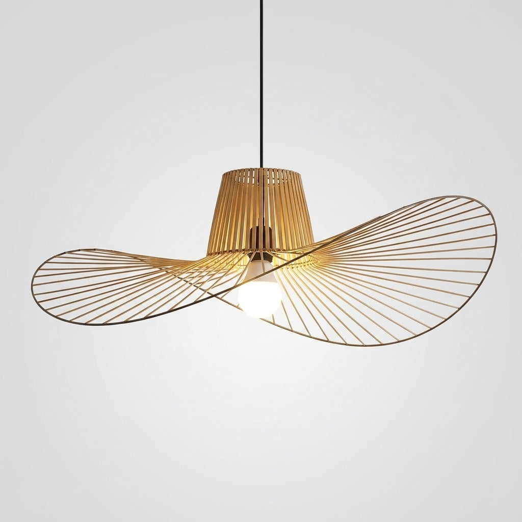 Suspension Ailée Métal et Tissu Noir Design Moderne Salon - 200CM Doré