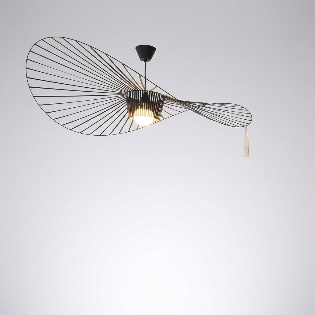 Suspension Ailée Métal et Tissu Noir Design Moderne Salon - 200CM Noir