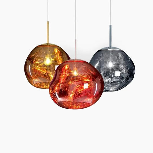 Suspension verre coloré forme organique design moderne