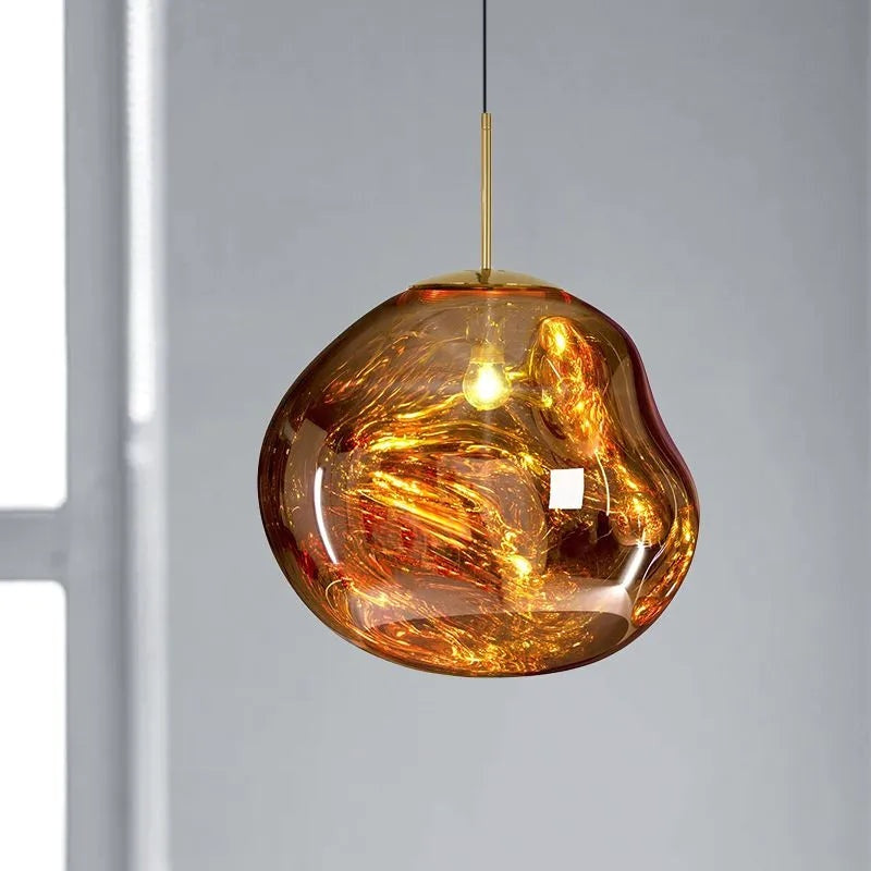 Suspension verre rouge grand format 38 cm salle à manger