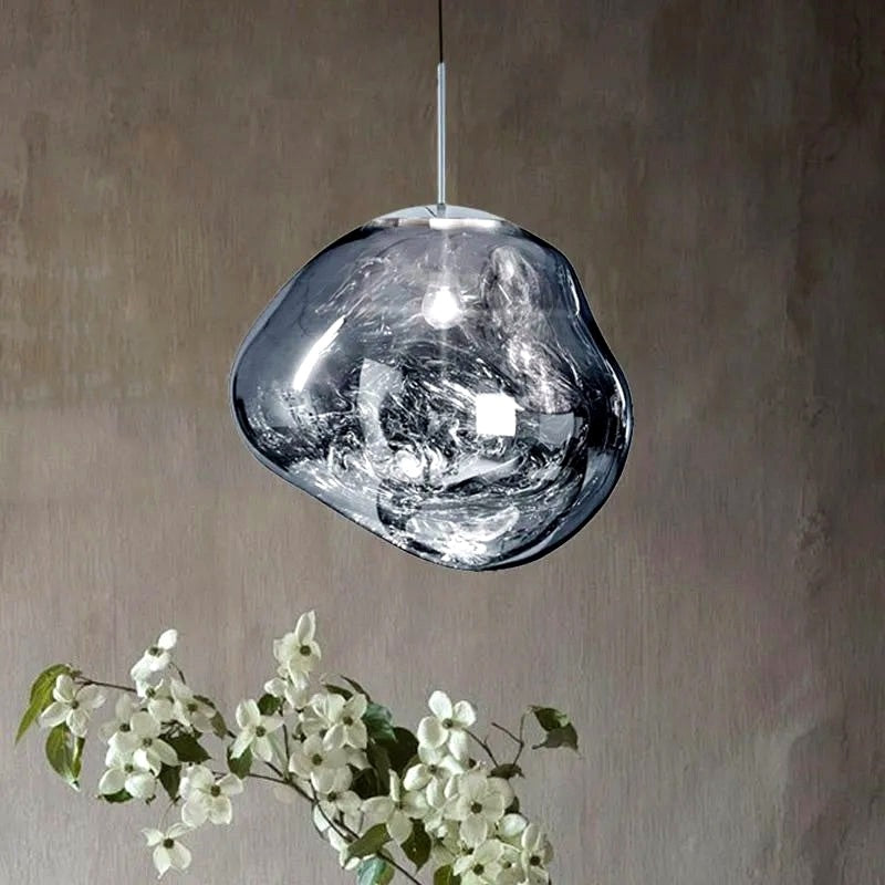 Suspension verre or irrégulier vue angle intérieur design