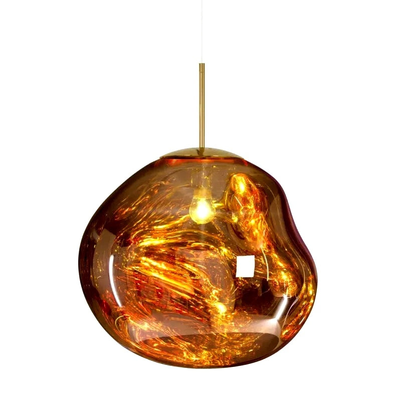 Détail verre soufflé coloré forme lave suspension
