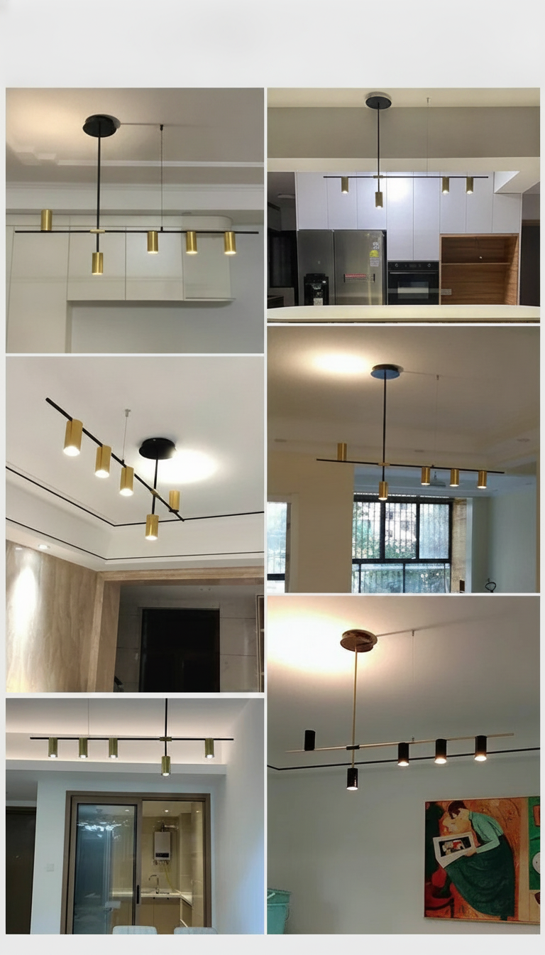 Suspension linéaire avec spots en métal design moderne