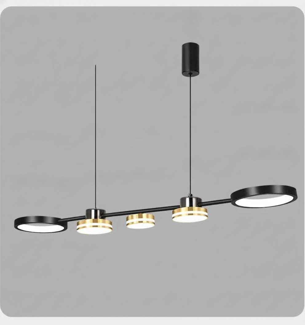 Suspension linéaire avec cercles en métal design moderne