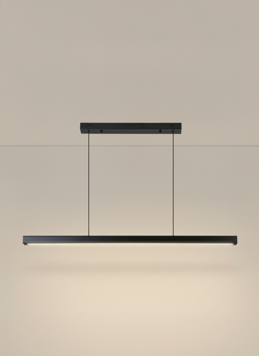 Suspension linéaire en bois et métal design moderne