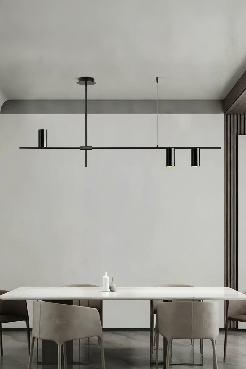 Suspension linéaire avec spots en métal design moderne