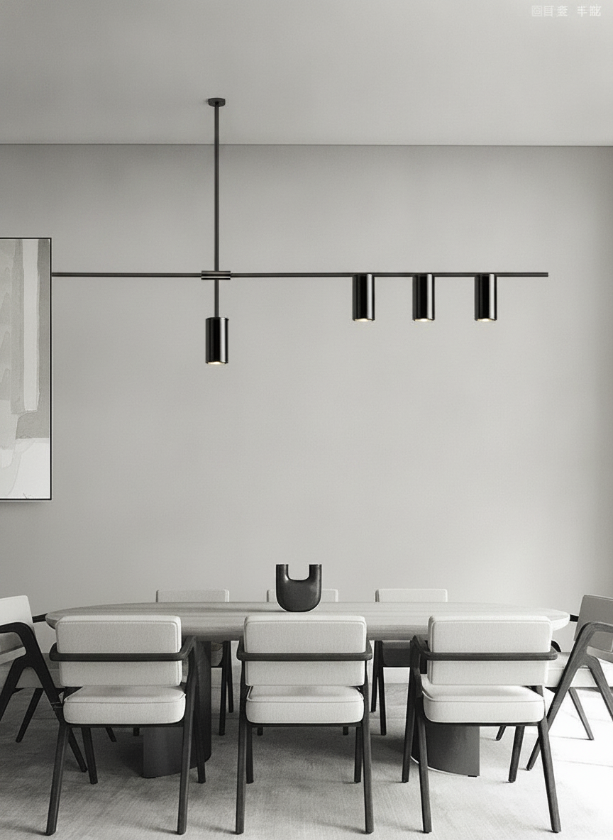 Suspension linéaire avec spots en métal design moderne
