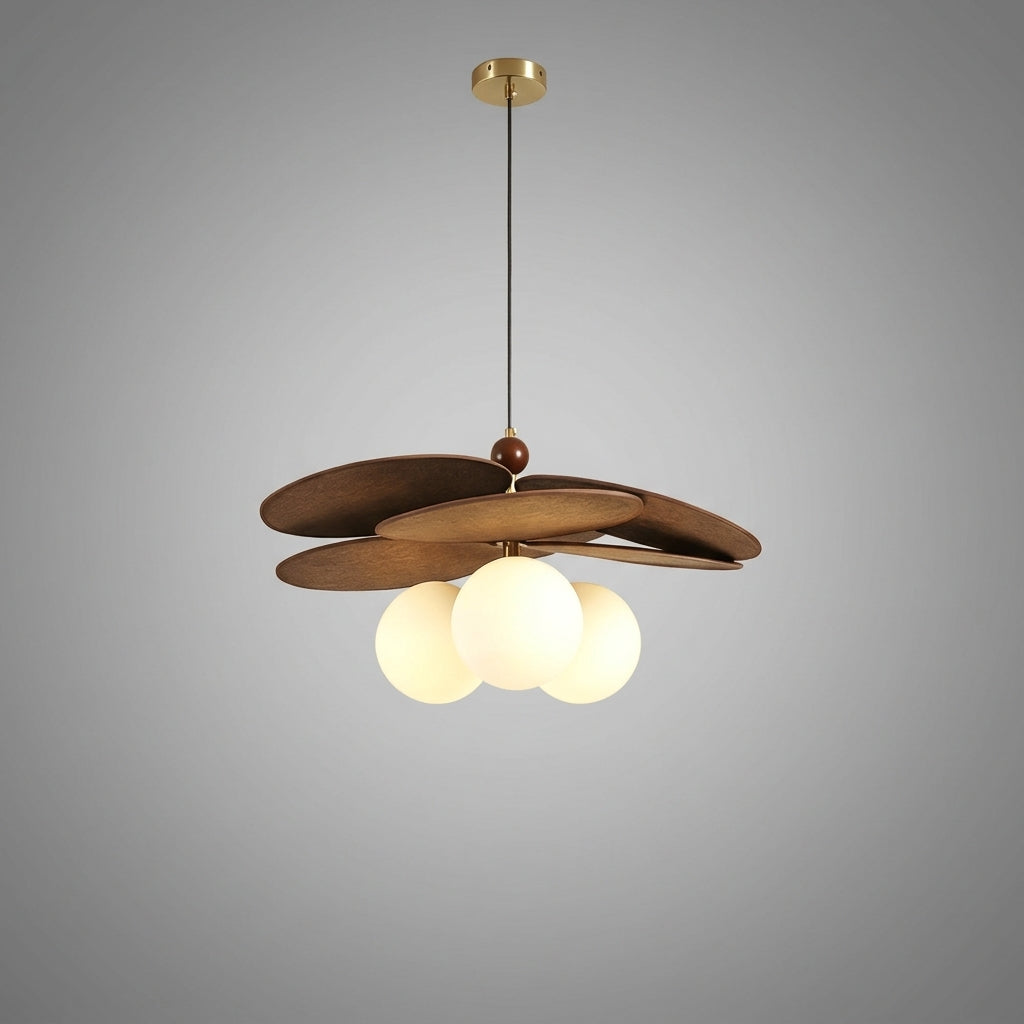 Suspension fleur en bois et métal design moderne