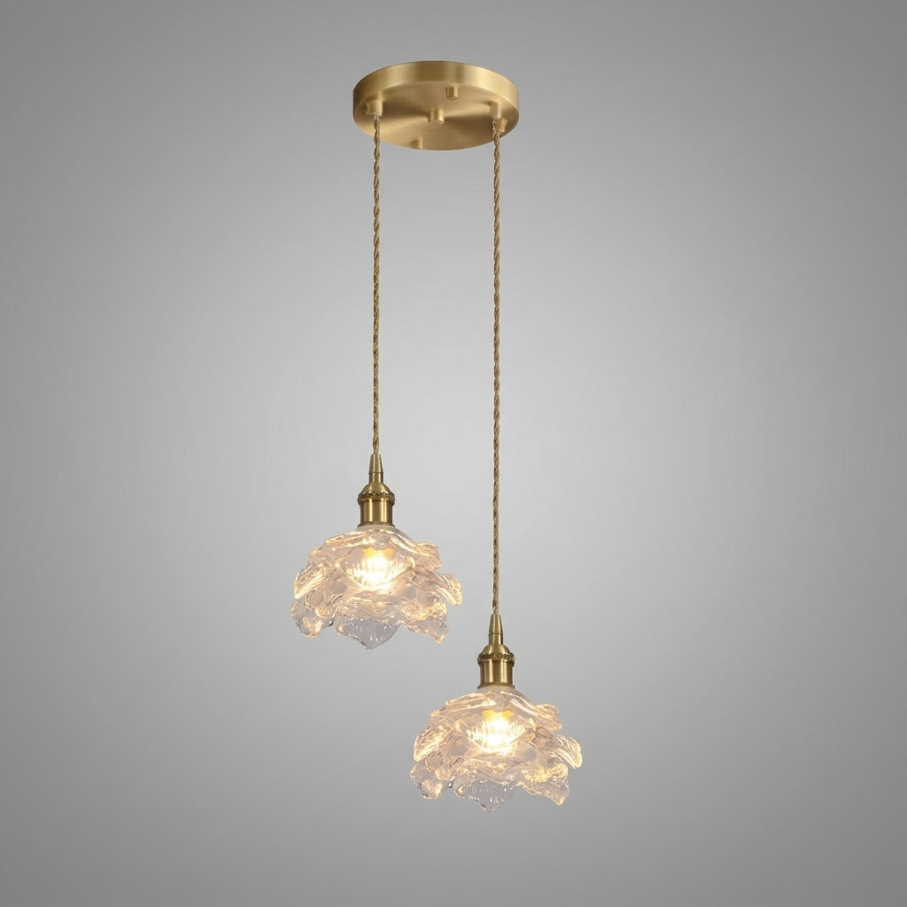 Suspension fleur en verre design vintage