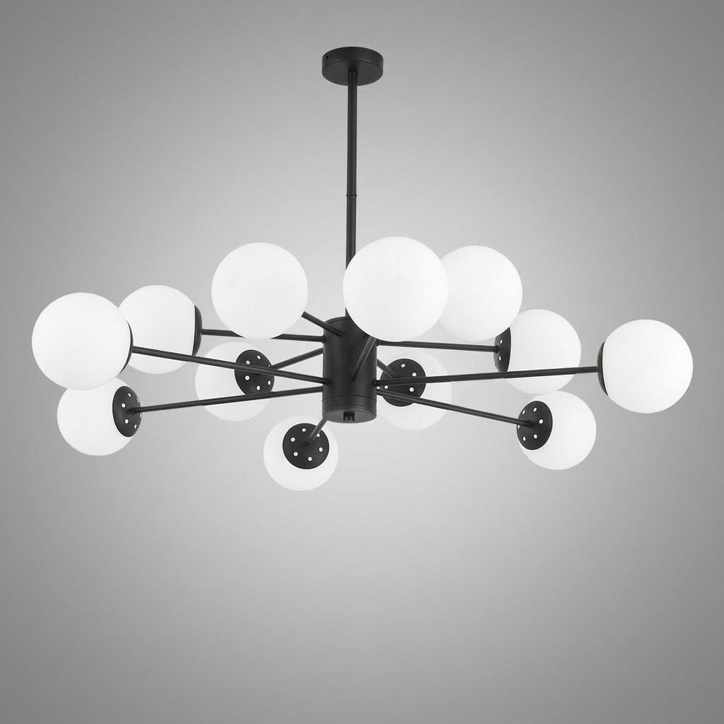 Suspension boule en verre et barres en métal design moderne