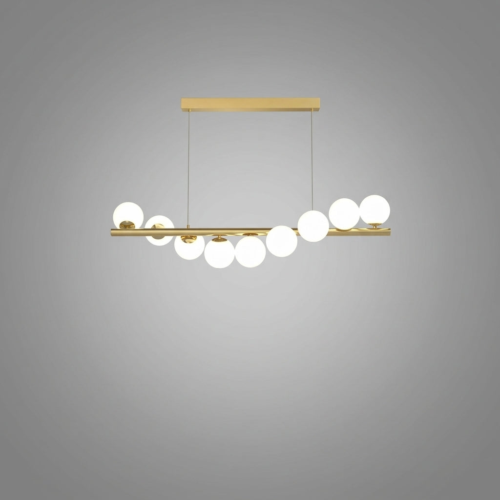 Suspension avec boule en verre et barre linéaire design moderne