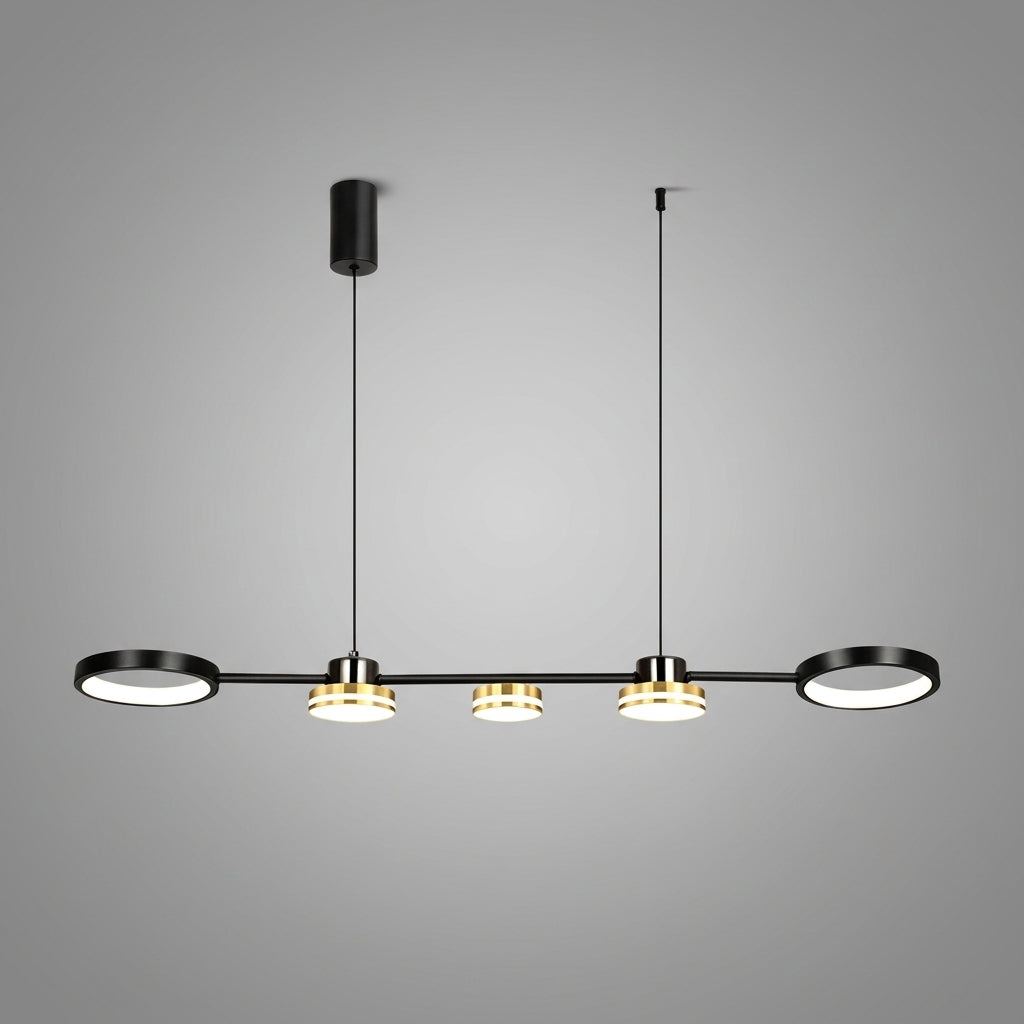 Suspension linéaire avec cercles en métal design moderne