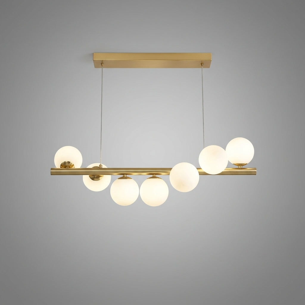 Suspension avec boule en verre et barre linéaire design moderne