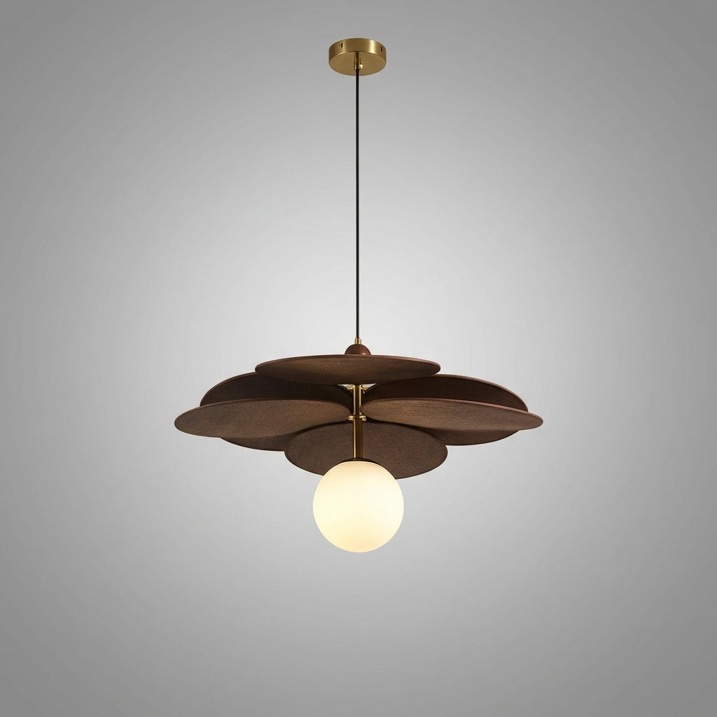 Suspension fleur en bois et métal design moderne