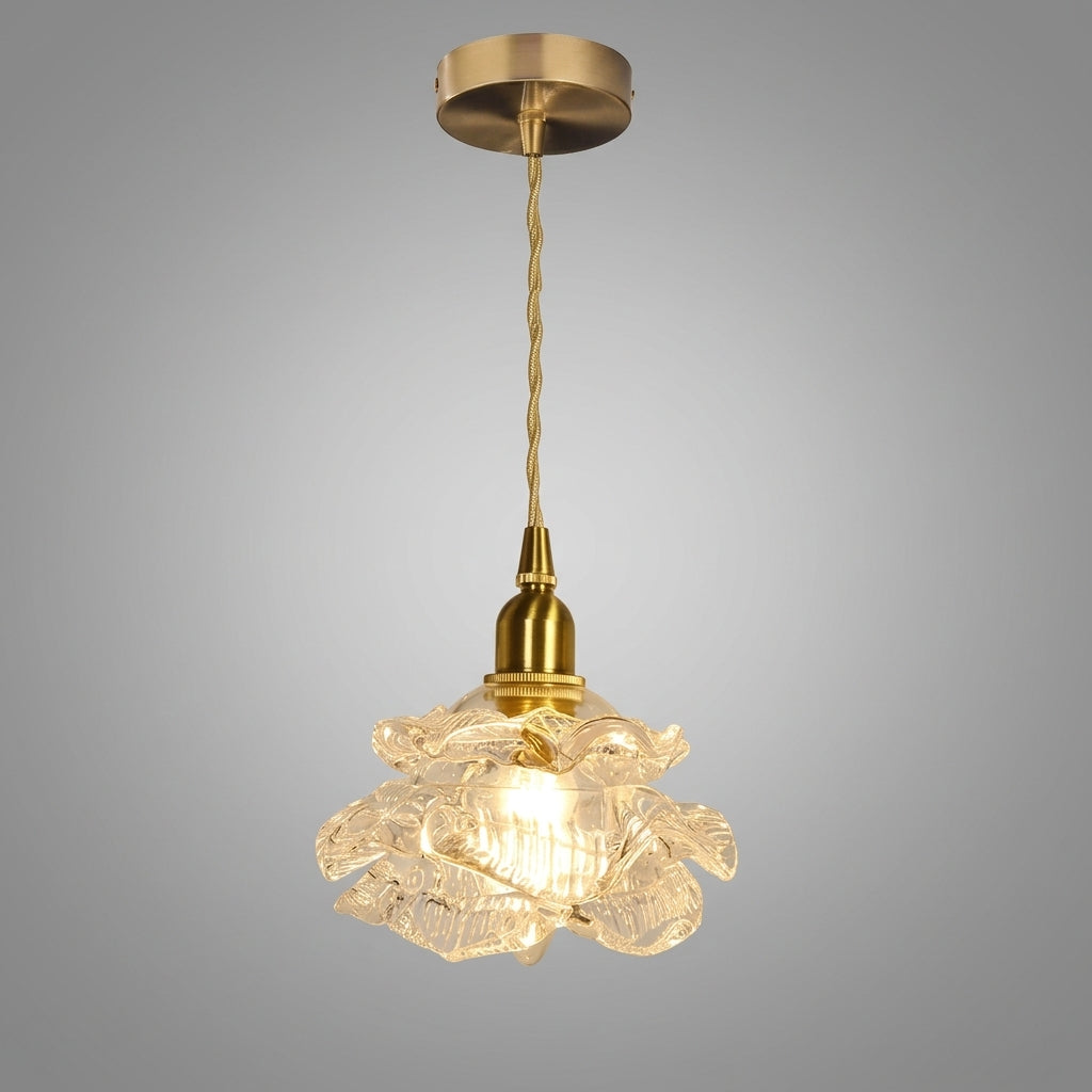 Suspension fleur en verre design vintage