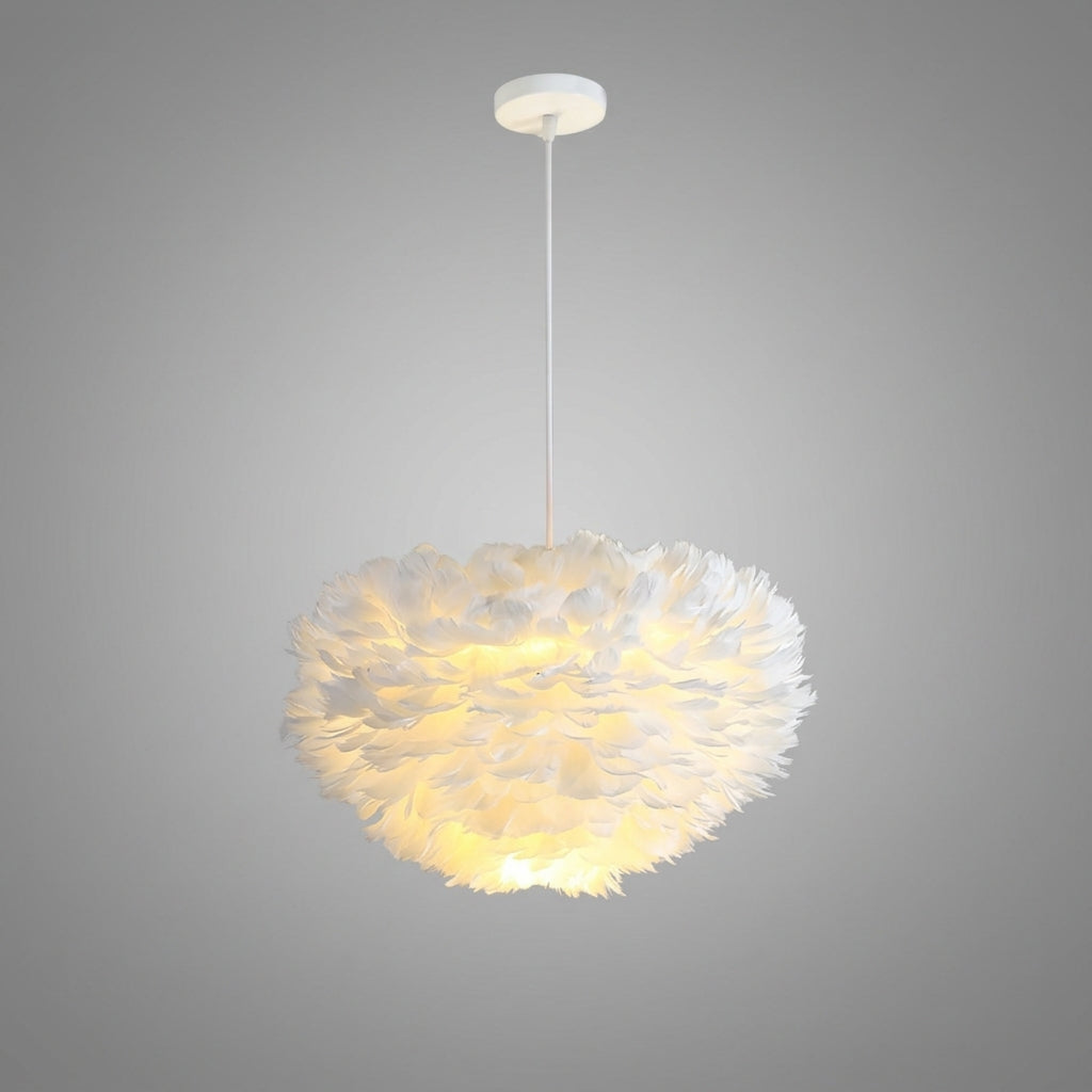 Suspension nuage en plumes design bohème