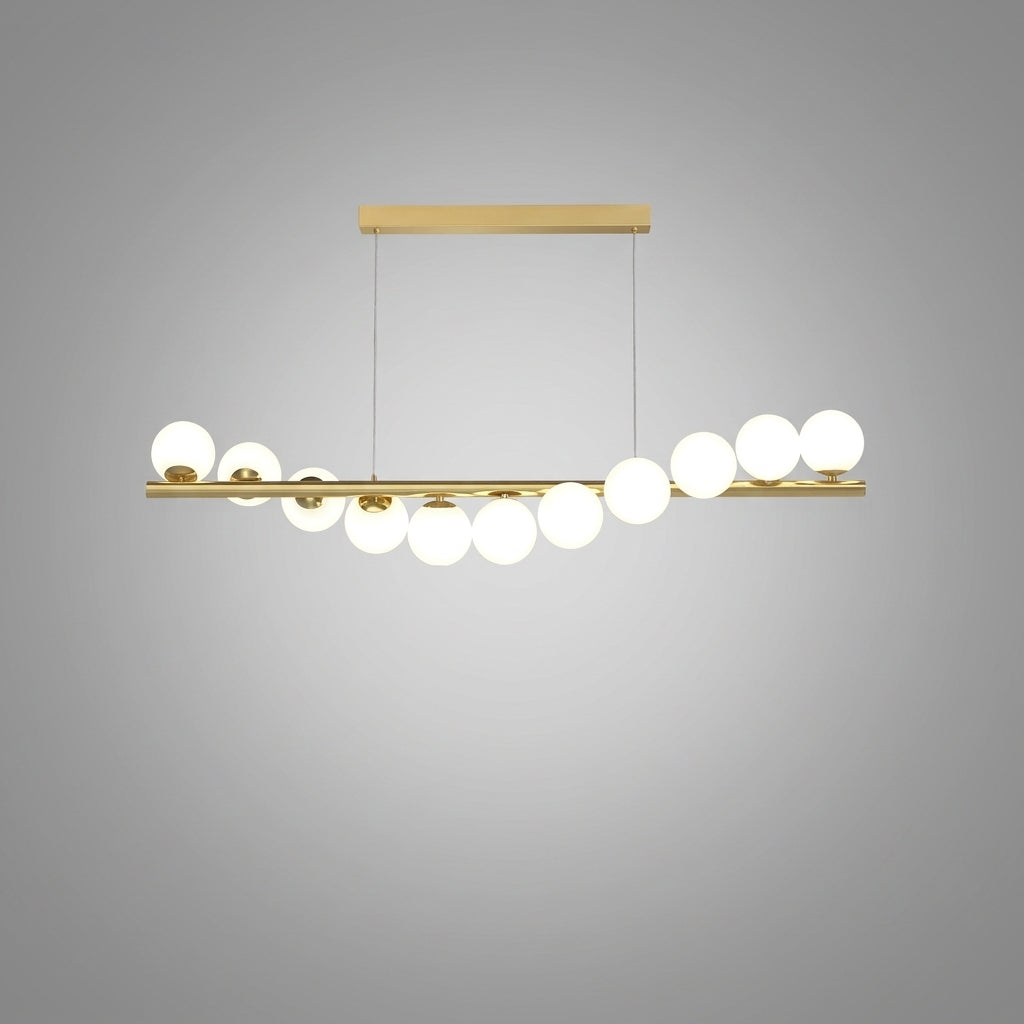 Suspension avec boule en verre et barre linéaire design moderne