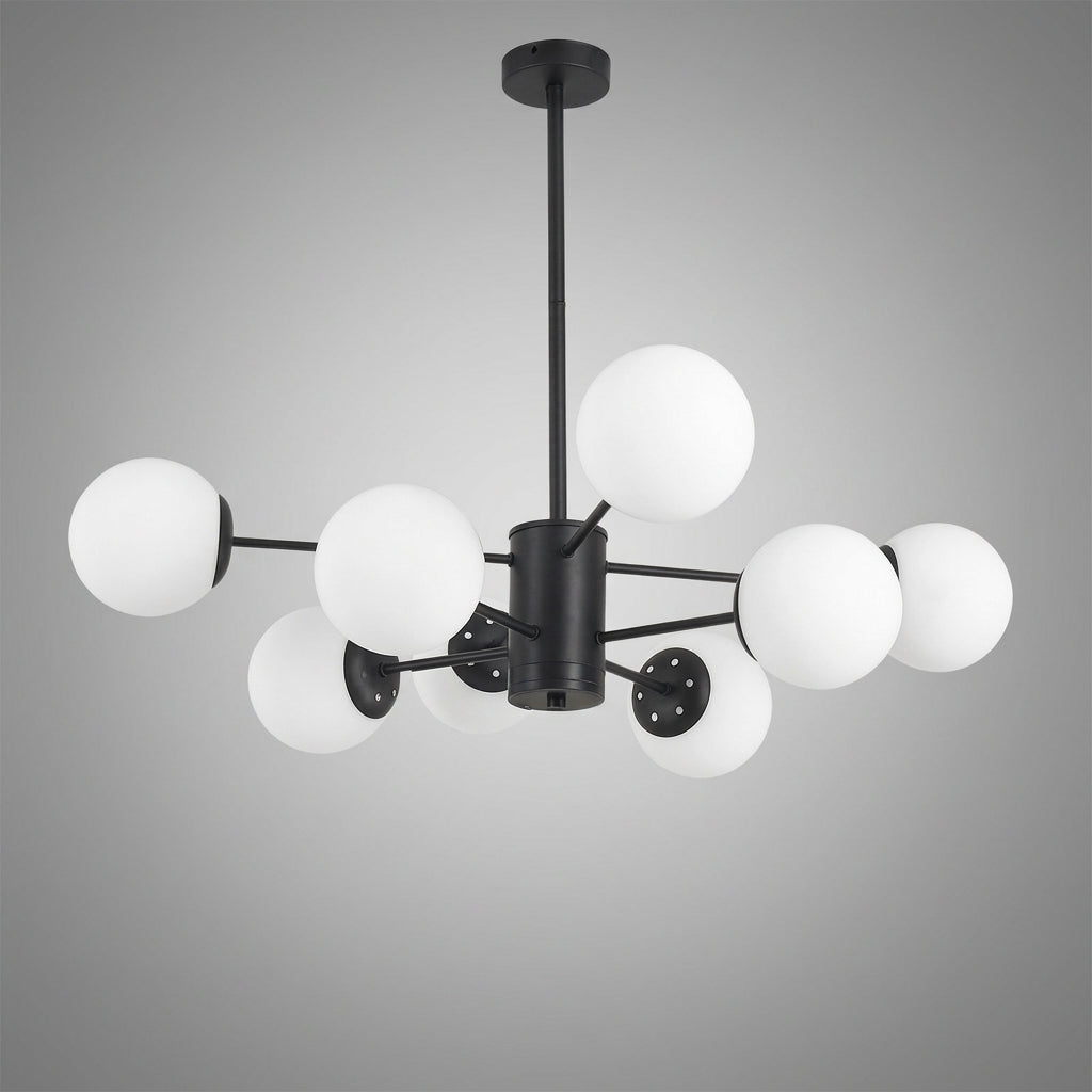 Suspension boule en verre et barres en métal design moderne