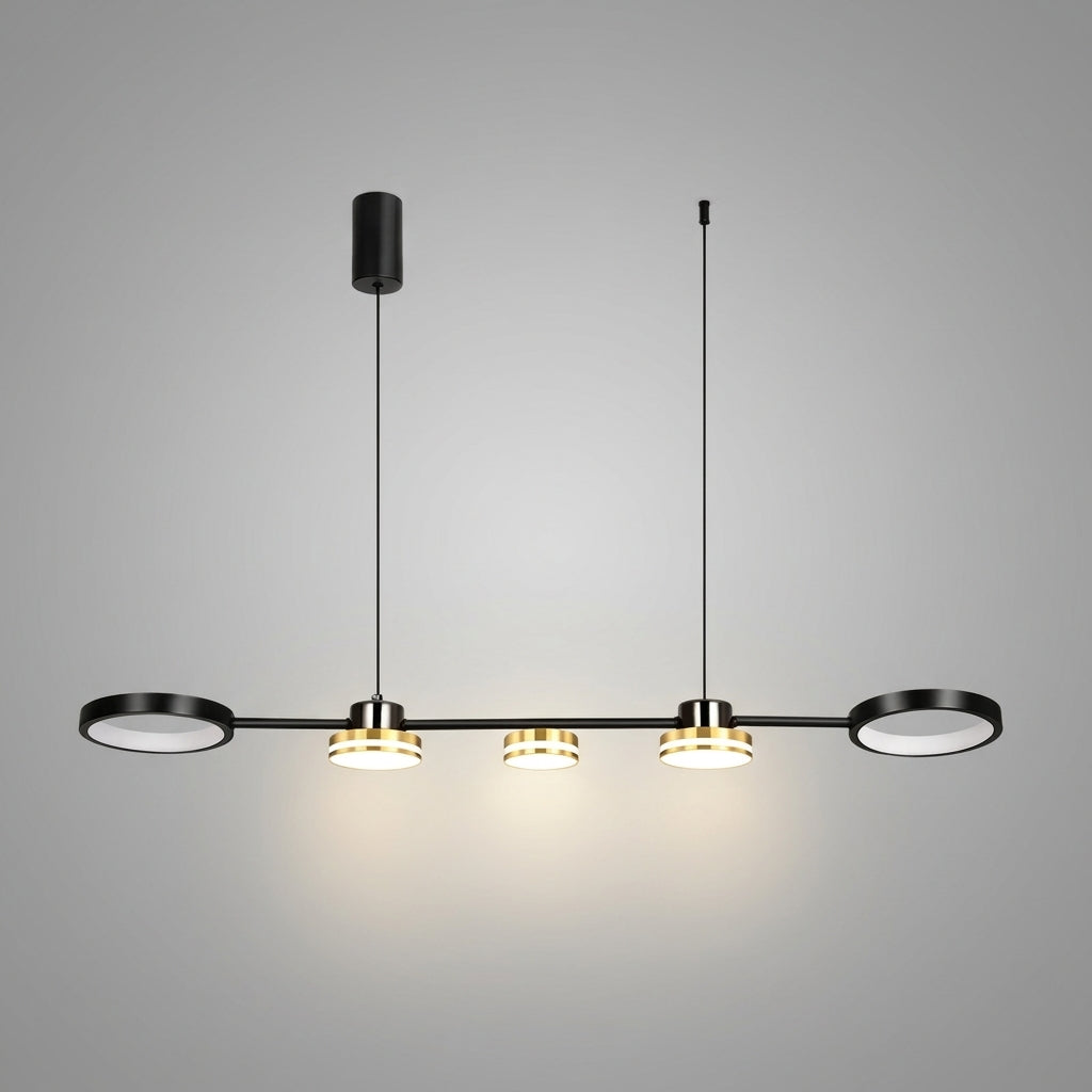 Suspension linéaire avec cercles en métal design moderne